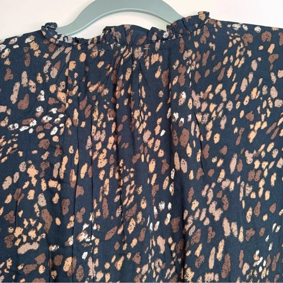 NWT beachlunchlounge Black Dress with Brown Spot Print, Long Sleeve Lined - Picture 10 of 11